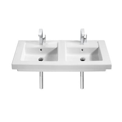 Prisma Ceramic Wall Hung 1200mm Double Basin - 2 Tap Hole - Roca