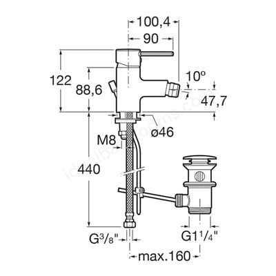 Targa Chrome Bidet Mixer Tap With Pop-Up Waste - Roca