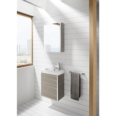 Mini Base 450mm Bathroom Unit - Basin & Bathroom Mirror Cabinet Pack - All Colours - Roca