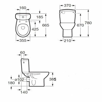Laura Eco Toilet Pack - Close-Coupled Toilet Pan, Seat & Cistern - Roca