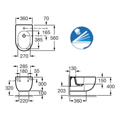 Meridian-N Wall-Hung Bidet - Roca