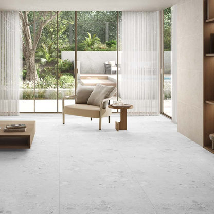 Amaya Terrazzo White Matt Porcelain Wall & Floor Tile 900mm x 900mm (2 per Box)