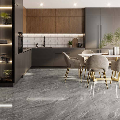 Eros Grey Polished Porcelain Wall & Floor Tile 1000mm x 1000mm (2 per Box)