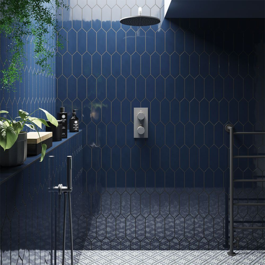 Cast Dark Blue Gloss Ceramic Wall Tile 100mm x 300mm (40 per Box)