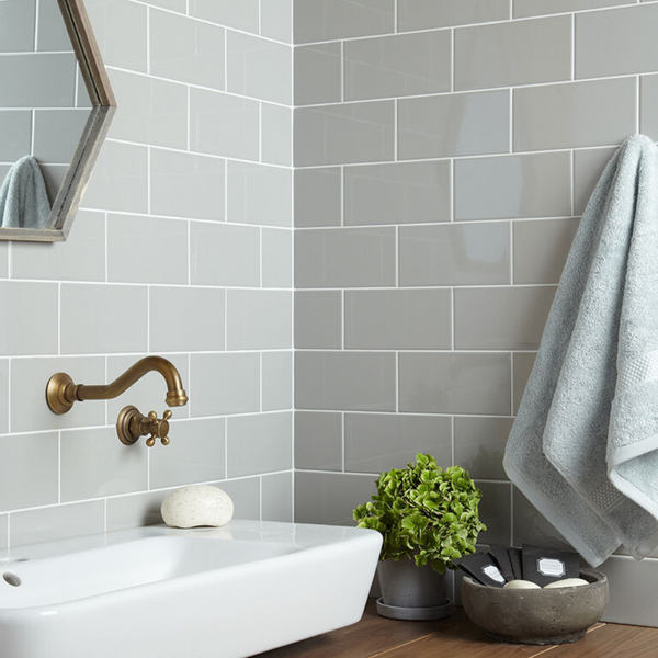 Central Light Grey Gloss Ceramic Wall Tile 100mm x 200mm (50 per Box ...
