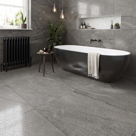 Frontera Silver Semi-Polished Porcelain Wall & Floor Tile 900mm x 900mm (2 per Box)