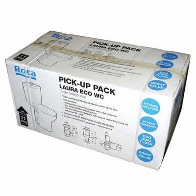 Laura Eco Toilet Pack - Close-Coupled Toilet Pan, Seat & Cistern - Roca