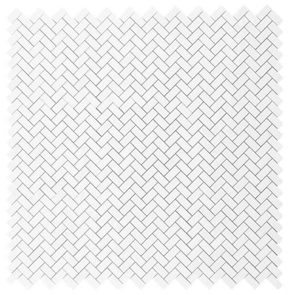 Bianco Thassos Polished Herringbone Marble Mosaic Tile – 25 × 50 × 10 mm