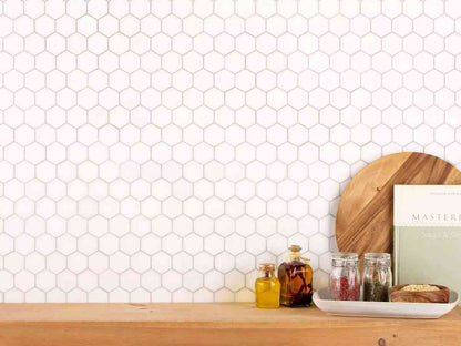Bianco Thassos Honed Hexagon Marble Mosaic Tiles