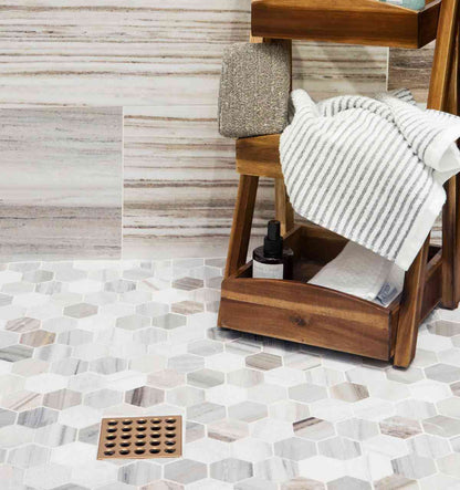 Skyline Polished Hexagon Marble Mosaic Tiles 50x50mm