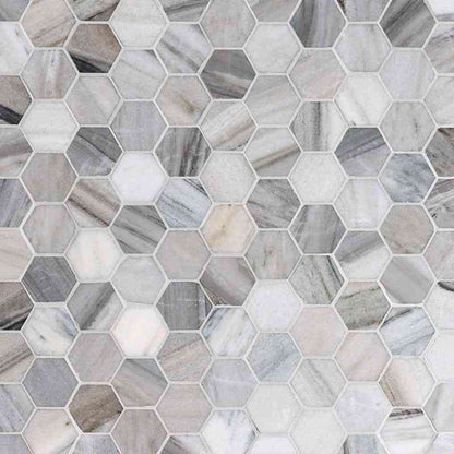 Skyline Polished Hexagon Marble Mosaic Tiles 50x50mm