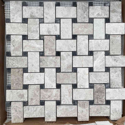 Tundra Honed Basketweave Marble Mosaic Tiles