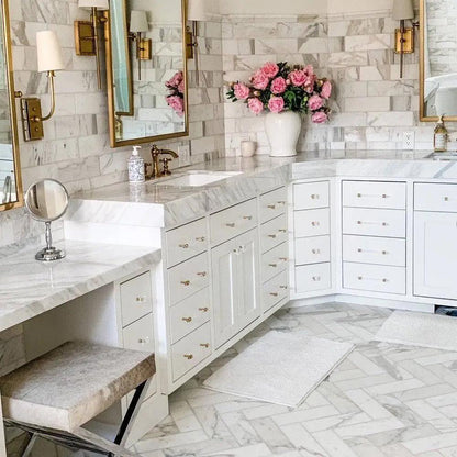 Calacatta Gold Italian Polished Subways Marble Tiles Subways 150x300x10mm