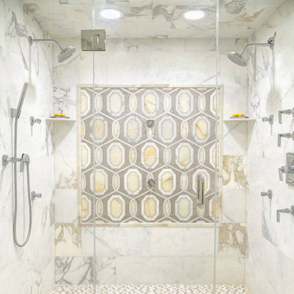 Calacatta Gold Italian Polished Subways Marble Tiles Subways 150x300x10mm
