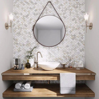 Calacatta Amber Honed Arabesque Lantern Marble Mosaic Tiles