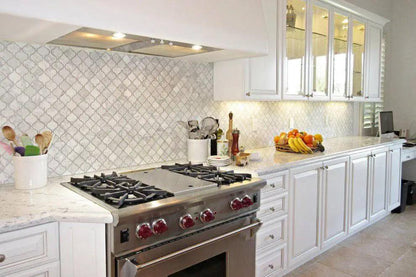 Calacatta Amber Honed Arabesque Lantern Marble Mosaic Tiles