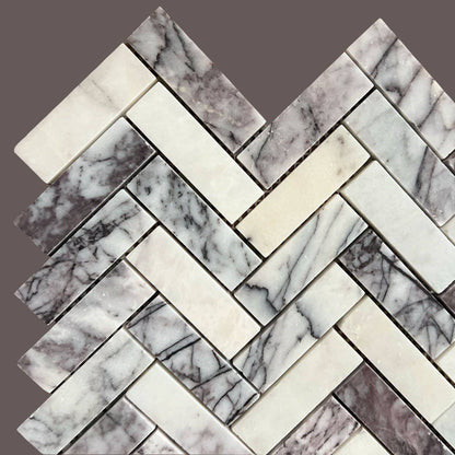 Calacatta Viola Polished Herringbone Marble Mosaic