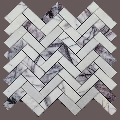 Calacatta Viola Honed Herringbone Marble Mosaic