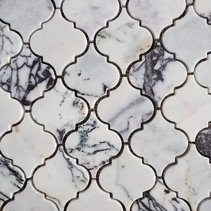Calacatta Viola Polished Arabesque Lantern Marble Mosaic