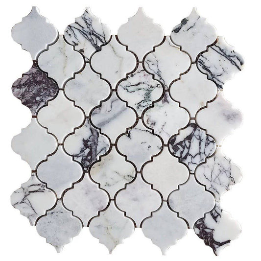 Calacatta Viola Honed Arabesque Lantern Marble Mosaic