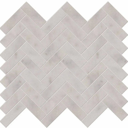Carrara Marble Honed Herringbone Mosaic Tiles 25x75mm