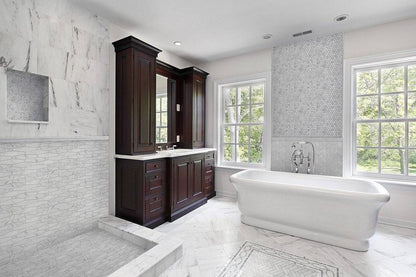 Carrara Marble Honed Herringbone Mosaic Tiles 25x75mm