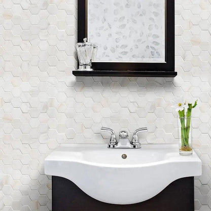 Calacatta Pink Marble Mosaic Hexagon Tiles – 50 × 50 × 10 mm