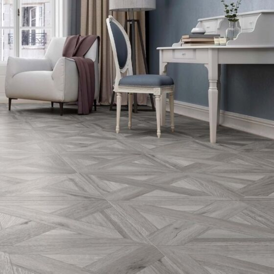 Argyll Parquet Grey Matt Porcelain Wall & Floor Tile 600mm x 600mm (4 per Box)