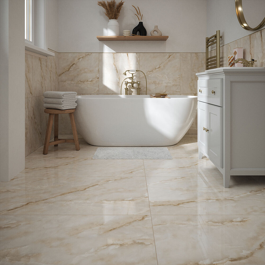 Athena Pearl Polished Porcelain Wall & Floor Tile - All Sizes