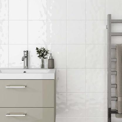 Bumpy Glossy Gloss Ceramic White Wall Tile - All Sizes