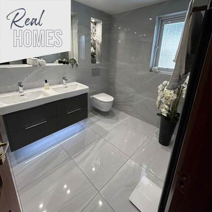 Anderley Light Grey Polished Porcelain Wall & Floor Tile - All Sizes