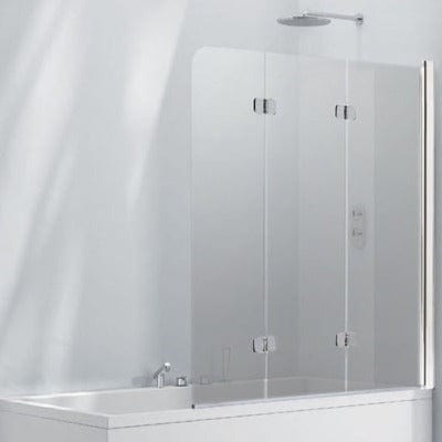 Aquaglass 6mm Frameless Bath Screen with 3 Folding Panels - 1400 x 1200mm - Aqua