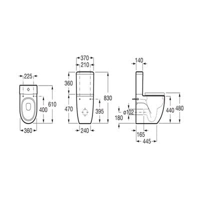 Meridian-N Comfort Height Close Coupled Toilet Pan - Roca