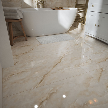 Athena Pearl Polished Porcelain Wall & Floor Tile - All Sizes