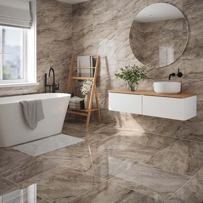Artemis Stone Effect Polished Porcelain Wall & Floor Tile 300mm x 600mm (6 per Box)