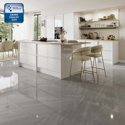 Anderley Dark Grey Polished Porcelain Wall & Floor Tile - All Sizes