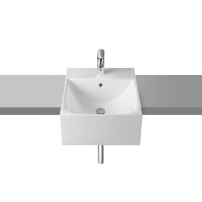 Diverta Ceramic Semi Recessed 500mm Countertop Basin - 1 Tap Hole - Roca