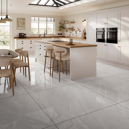 Anderley Light Grey Polished Porcelain Wall & Floor Tile - All Sizes