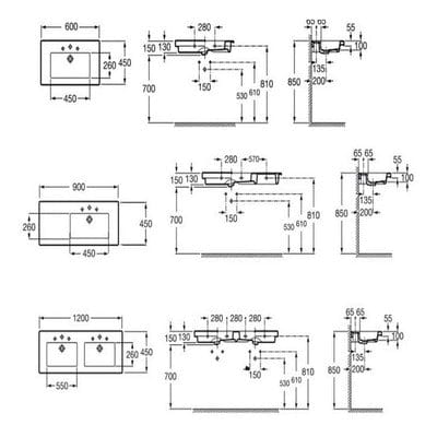 Prisma Ceramic 600mm Wall Hung Basin - 1 Tap Hole - Roca