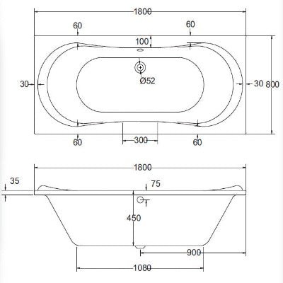 Comet 10 Jet Whirlpool Bath - Aqua