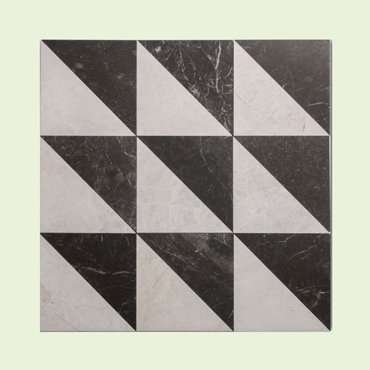 Honed Marble Chequerboard Tiles - Fitz Collection Triangle