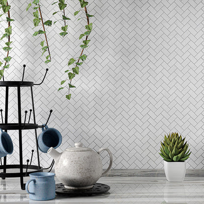 Bianco Thassos Polished Herringbone Marble Mosaic Tile – 25 × 50 × 10 mm
