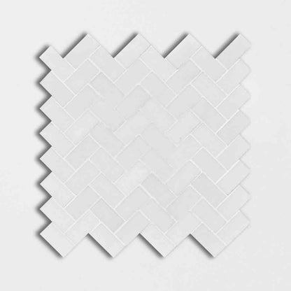 Bianco Thassos Polished Herringbone Marble Mosaic Tile – 25 × 50 × 10 mm