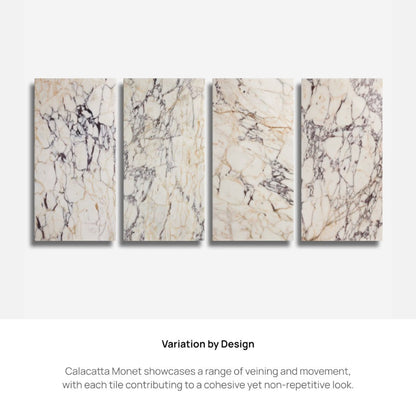 Calacatta Violetta Monet Polished Marble Tile 305x610x10mm