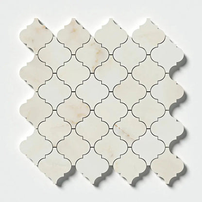Calacatta Amber Honed Arabesque Lantern Marble Mosaic Tiles