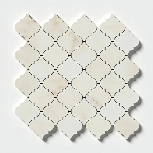 Calacatta Amber Honed Arabesque Lantern Marble Mosaic Tiles