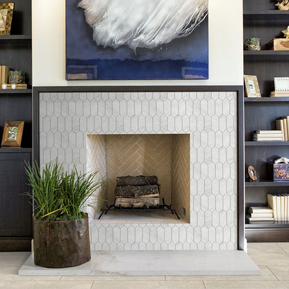 Carrara Marble Picket Mosaic Tiles – 50×150×10 mm