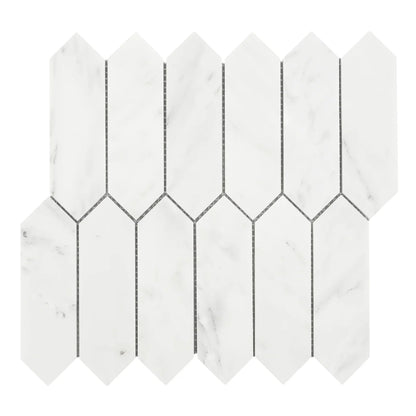 Carrara Marble Picket Mosaic Tiles – 50×150×10 mm