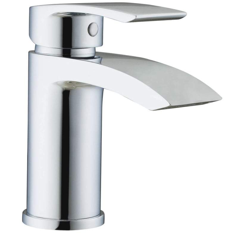 Curve Mini Mono Basin Mixer with Clicker Waste in Chrome - RAK Ceramics
