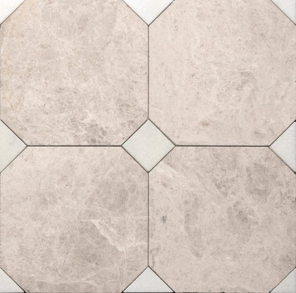 Fitz Tundra Honed Octagon Marble Tile 457x457x12mm